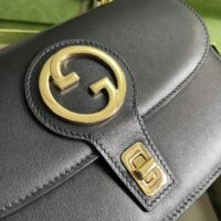 Gucci Women GG Blondie Top-Handle Bag Black Leather Round Interlocking G (1)