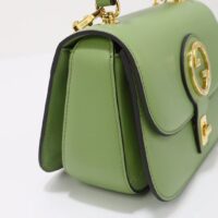 Gucci Women GG Blondie Top-Handle Bag Light Green Leather Round Interlocking G (6)