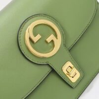 Gucci Women GG Blondie Top-Handle Bag Light Green Leather Round Interlocking G (6)