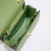 Gucci Women GG Blondie Top-Handle Bag Light Green Leather Round Interlocking G (6)