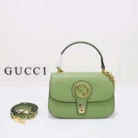 Gucci Women GG Blondie Top-Handle Bag Light Green Leather Round Interlocking G (6)