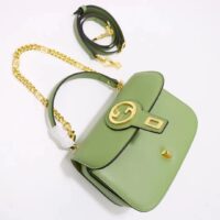 Gucci Women GG Blondie Top-Handle Bag Light Green Leather Round Interlocking G (6)