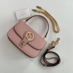 Gucci Women GG Blondie Top-Handle Bag Light Pink Leather Round Interlocking G - Image 2