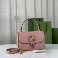 Gucci Women GG Blondie Top-Handle Bag Light Pink Leather Round Interlocking G (7)