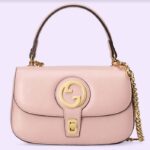 Gucci Women GG Blondie Top-Handle Bag Light Pink Leather Round Interlocking G