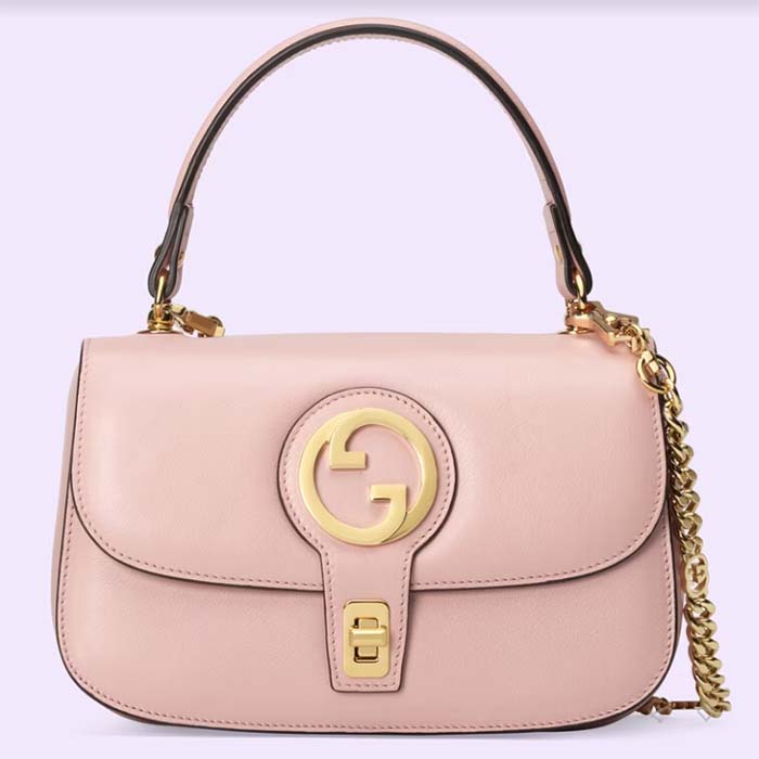 Gucci Women GG Blondie Top-Handle Bag Light Pink Leather Round Interlocking G