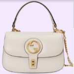 Gucci Women GG Blondie Top-Handle Bag White Leather Round Interlocking G