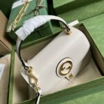 Gucci Women GG Blondie Top-Handle Bag White Leather Round Interlocking G - immagine 4