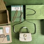 Gucci Women GG Blondie Top-Handle Bag White Leather Round Interlocking G - immagine 10