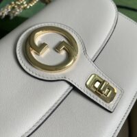 Gucci Women GG Blondie Top-Handle Bag White Leather Round Interlocking G (1)