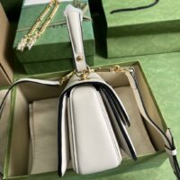 Gucci Women GG Blondie Top-Handle Bag White Leather Round Interlocking G (1)