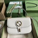 Gucci Women GG Blondie Top-Handle Bag White Leather Round Interlocking G - immagine 2