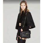 Gucci Women GG Deco Small Shoulder Bag Black Quilted Leather - Imagen 12