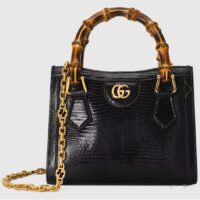 Gucci Women GG Diana Lizard Mini Bag Black Lizard Double G (9)