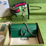 Gucci Women GG Dionysus Small Shoulder Bag Green Leather Antique Silver-Toned Hardware Crystals - Image 2