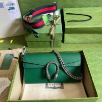 Gucci Women GG Dionysus Small Shoulder Bag Green Leather Antique Silver-Toned Hardware Crystals (4)