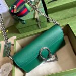 Gucci Women GG Dionysus Small Shoulder Bag Green Leather Antique Silver-Toned Hardware Crystals - Image 3