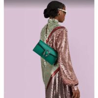 Gucci Women GG Dionysus Small Shoulder Bag Green Leather Antique Silver-Toned Hardware Crystals (4)