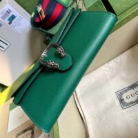 Gucci Women GG Dionysus Small Shoulder Bag Green Leather Antique Silver-Toned Hardware Crystals (4)