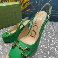 Gucci Women GG High Heel Pump Horsebit Green Leather Sole 12 Cm Heel (12)