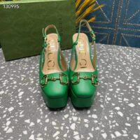 Gucci Women GG High Heel Pump Horsebit Green Leather Sole 12 Cm Heel (12)