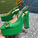 Gucci Women GG High Heel Pump Horsebit Green Leather Sole 12 Cm Heel – Bild 9