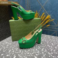 Gucci Women GG High Heel Pump Horsebit Green Leather Sole 12 Cm Heel (12)