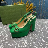 Gucci Women GG High Heel Pump Horsebit Green Leather Sole 12 Cm Heel (12)