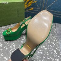 Gucci Women GG High Heel Pump Horsebit Green Leather Sole 12 Cm Heel (12)