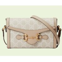 Gucci Women GG Horsebit 1955 Mini Bag Beige White GG Supreme Canvas (3)