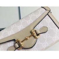 Gucci Women GG Horsebit 1955 Mini Bag Beige White GG Supreme Canvas (3)