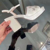 Gucci Women GG Interlocking G Studs Sandal White Leather Mid 8 Cm Heel (1)