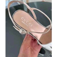 Gucci Women GG Interlocking G Studs Sandal White Leather Mid 8 Cm Heel (1)