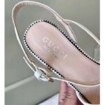 Gucci Women GG Interlocking G Studs Sandal White Leather Mid 8 Cm Heel – Image 10
