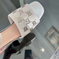 Gucci Women GG Interlocking G Studs Sandal White Leather Mid 8 Cm Heel (1)