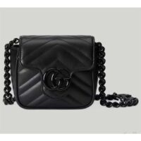 Gucci Women GG Marmont Belt Bag Black Chevron Matelassé Leather (1)
