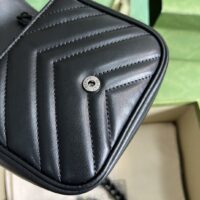 Gucci Women GG Marmont Belt Bag Black Chevron Matelassé Leather (1)