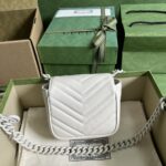 Gucci Women GG Marmont Belt Bag White Chevron Matelassé Leather - Image 3