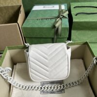 Gucci Women GG Marmont Belt Bag White Chevron Matelassé Leather (1)
