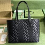 Gucci Women GG Marmont Large Tote Bag Black Matelassé Chevron Leather - Image 3