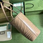 Gucci Women GG Marmont Large Tote Bag Rose Beige Matelassé Chevron Leather - Image 6