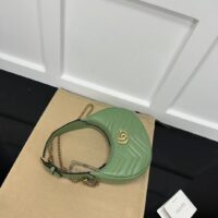 Gucci Women GG Marmont Matelassé Mini Bag Sage Green Chevron Leather (9)