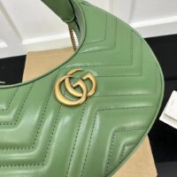 Gucci Women GG Marmont Matelassé Mini Bag Sage Green Chevron Leather (9)