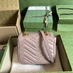 Gucci Women GG Marmont Matelassé Mini Shoulder Bag Pink Matelassé Chevron Leather - Image 3