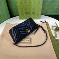 Gucci Women GG Marmont Shoulder Bag Black Matelassé Chevron Leather Double G (1)