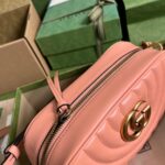 Gucci Women GG Marmont Shoulder Bag Peach Matelassé Round Vertical Matelassé Leather - Image 5