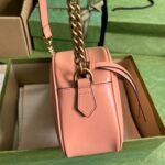 Gucci Women GG Marmont Shoulder Bag Peach Matelassé Round Vertical Matelassé Leather - Image 4