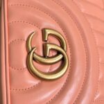 Gucci Women GG Marmont Shoulder Bag Peach Matelassé Round Vertical Matelassé Leather - Image 9