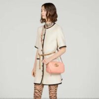 Gucci Women GG Marmont Shoulder Bag Peach Matelassé Round Vertical Matelassé Leather (1)
