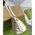 Gucci Women GG Marmont Shoulder Bag White Matelassé Chevron Leather Double G – Image 3